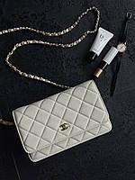 Chanel Classic Wallet on Chain Quilted Caviar Milk/Gold  Магнітна Коробка 19.5х13х4