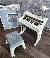 Дитяче піаніно синтезатор Lijin на 25 клавіш з мікрофоном для караоке, стільчиком та живленням від мережі 220В
