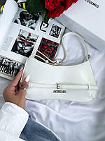 Jacquemus Le Bisou Ceinture Leather Shoulder Bag in WHITE