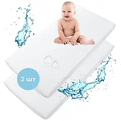 Дитячий наматрацник у ліжечко набір 2 шт 60х120х15см, водовідштовхуючий AquaStop з резинками