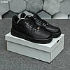Чоловічі кросівки Nike Air Force 1 black low чорні Найк Форс шкіряні низькі, фото 2