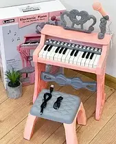 Дитячий синтезатор Lijin 328-26-27 з 25 клавішами, стільчиком та мікрофоном, функцією запису