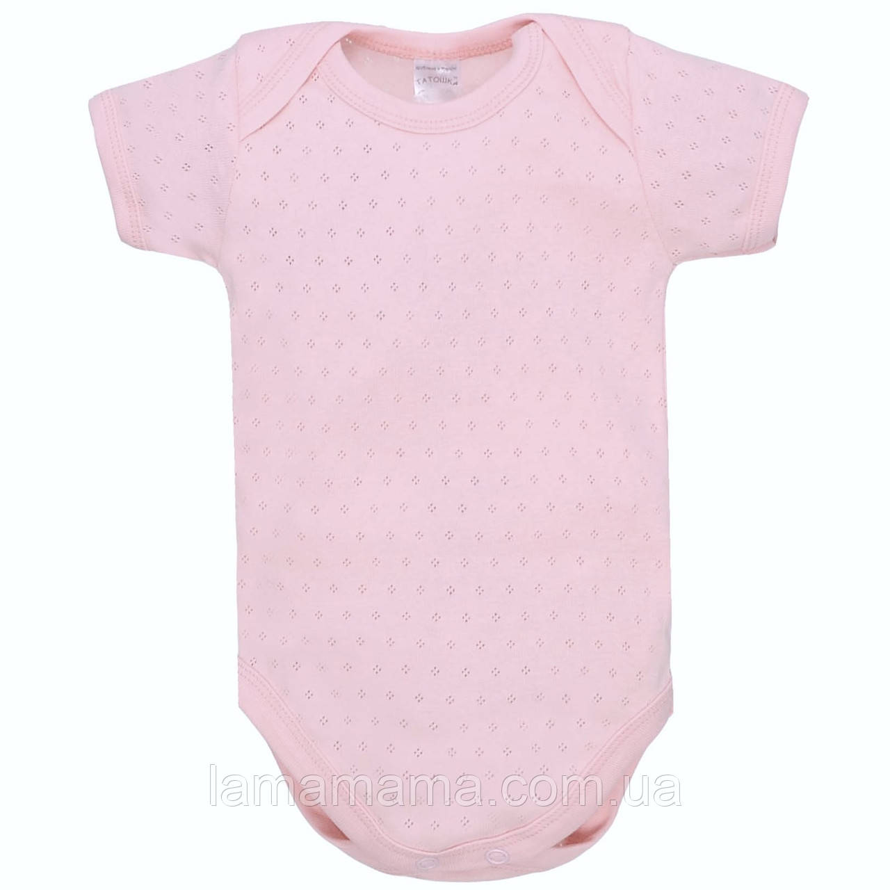 Боді з ажурного трикотажу з коротким рукавом для дівчинки Рожевий, фото 1