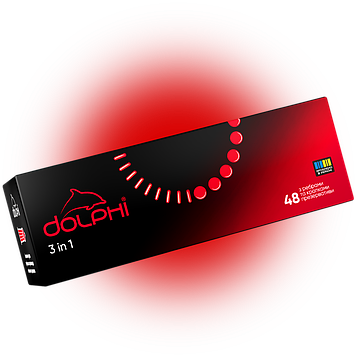 Презервативи Dolphi 3 in 1 три в одному з крапками та ребрами, 48 штук