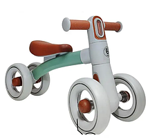 Дитячий велобіг для малюків 1,5-4 роки Balance Light з ліхтариком, 4 колеса. Оливковий