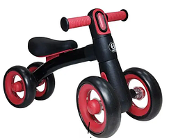 Дитячий велобіг для малюків 1,5-4 роки Balance Light з ліхтариком, 4 колеса. Чорно-червоний