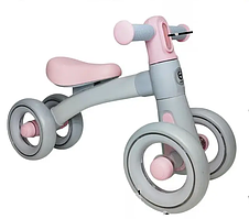 Дитячий велобіг для малюків 1,5-4 роки Balance Light з ліхтариком, 4 колеса. Pastel Pink