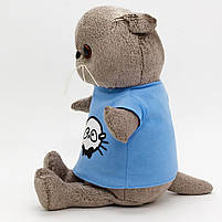 М’яка іграшка Котик Басик сірий 30 см у блакитній футболці — плюшевий кіт M47440-5, фото 2