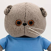 М’яка іграшка Котик Басик сірий 30 см у блакитній футболці — плюшевий кіт M47440-5, фото 3