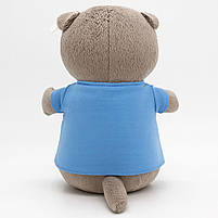 М’яка іграшка Котик Басик сірий 30 см у блакитній футболці — плюшевий кіт M47440-5, фото 4