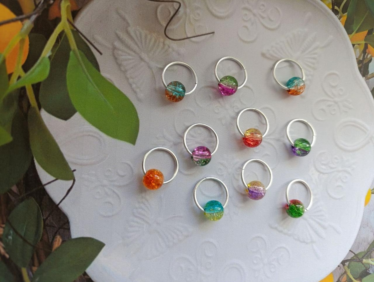 Пірсинг для волосся набір кільця  з декором "Кільця з бусінами 18мм" 10 шт, фото 1