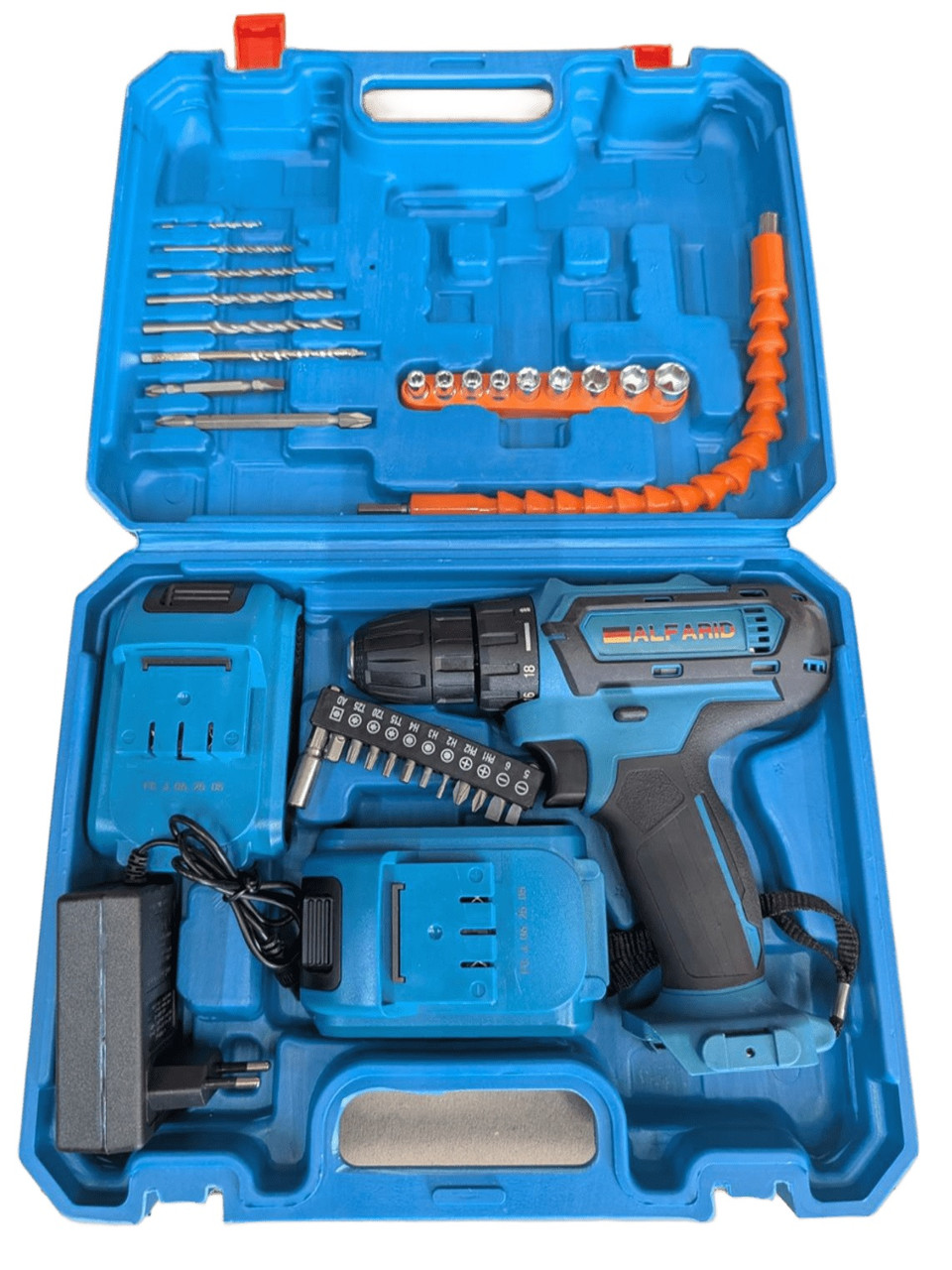 Акумуляторний шуруповерт-дріль Alfarid 24V 5A/h Li-Ion в кейсі, фото 1