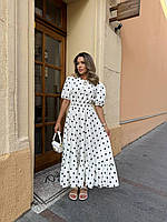 Женское летнее платье из коттона с коротким рукавом и принтом сердца