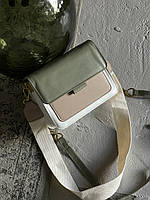 Сумочка крос боді через плече "Мілана" білий-хаки Є