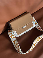 Сумочка крос боді через плече "Мілана" біло-коричневий Є