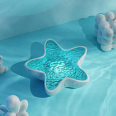 Настільна світлодіодна лампа-нічник з ефектом водяної хвилі RGB Морська зірка "S08" біла, фото 2