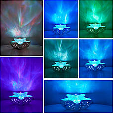 Настільна світлодіодна лампа-нічник з ефектом водяної хвилі RGB Морська зірка "S08" біла, фото 5