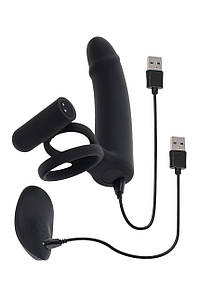 Вібратор з кільцями та віброкулею Gender X з пультом, чорний, 14.6 х 3.8 см