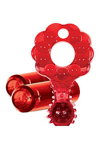 Ерекційне кільце з двома віброкулями Zero Tolerance The Mighty Marble червоне, 8 см