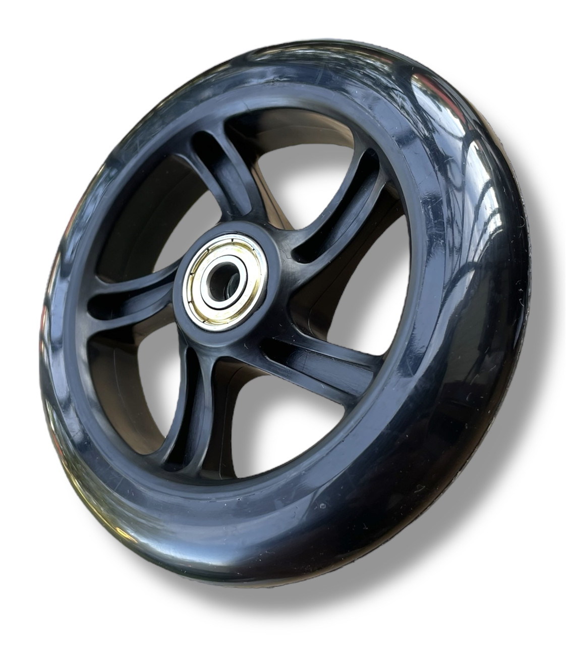 Колесо для самоката 1шт 125×24 мм з підшипниками 608 (чорне), фото 1