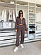 Стильний жіночий осінній базовий прогулянковий костюм двійка штани спортивна кофта худи на блискавці двонитка, фото 10