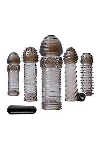 Набір насадок на пеніс Evolved Selopa з віброкулею, прозорі, 5 шт.