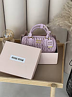 Жіноча сумка Miu Miu Arcadie Matelassé Nappa Leather Bag  Premium лавандовий Є