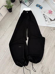 Жіночі модні осінні спортивні штани джоггери висока посадка куліске базові повсякденні штани двонитка