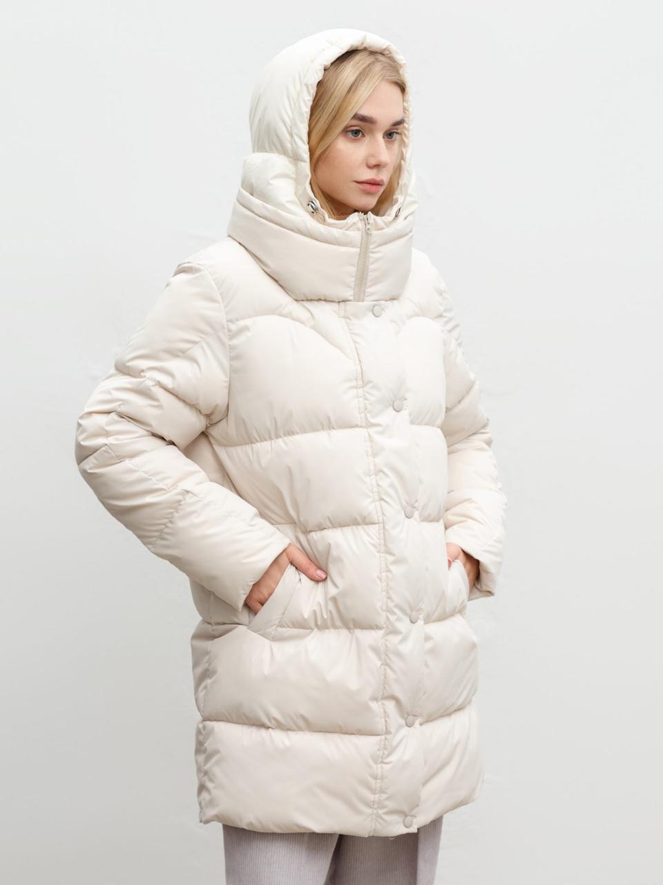 Пуховики жіночі зимові S,M, L молочний, фото 1