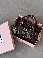 Жіноча сумка Miu Miu Arcadie Matelassé Nappa Leather Bag  Premium шоколад Є