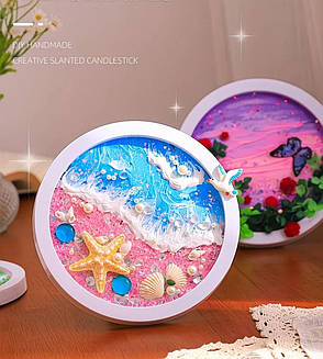 Набір для рукоділля, креативний набір для творчості DIY у круглій рамці "Морська зірка" біла, фото 3