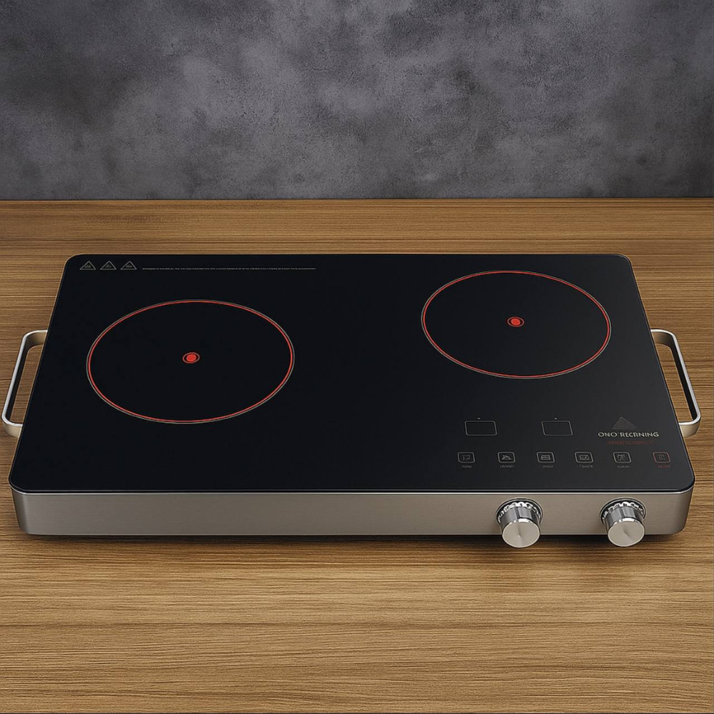 Інфрачервона плита 2000W CB-1332 з двома конфорками та механічним керуванням, настільна кухонна техніка, фото 1