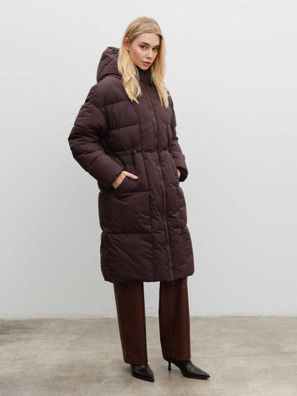 Пуховики зимние женские ХS-L шоколад, фото 1