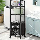 Кошик для білизни з полицями 131х42х32 см, двоярусний стелаж для ванної кімнати з шухлядами, фото 2