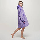 Оверсайз плед-халат із капюшоном 100х80 см Huggle Hoodie фіолетовий, тепла накидка для відпочинку вдома, фото 8
