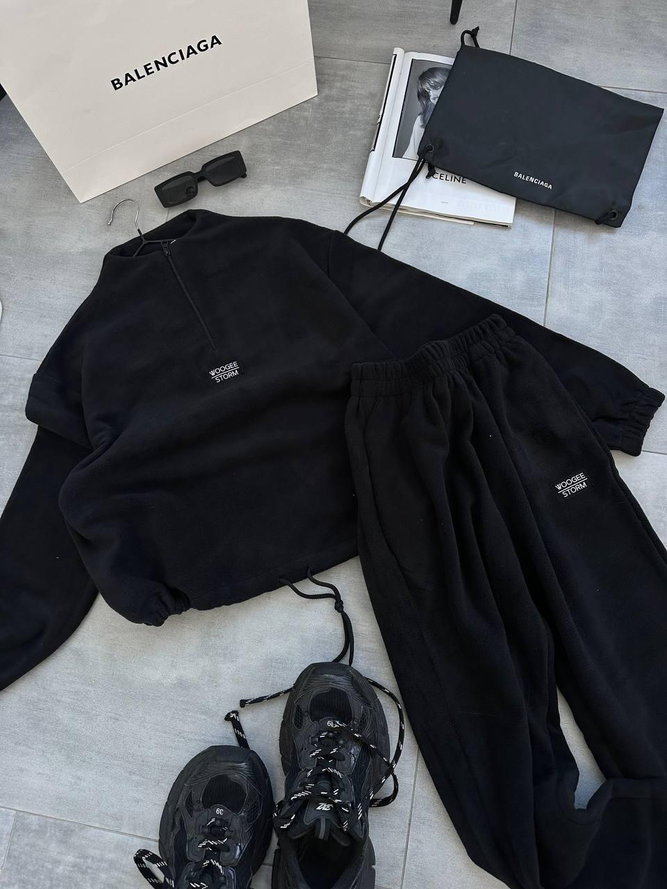 Жіночий теплий м'який осінній костюм флісовий костюм кофта на блискавці штани манжет двосторонній щільний фліс полар, фото 1