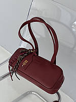 Сумка Miu Miu багет з брелком бордовий Є