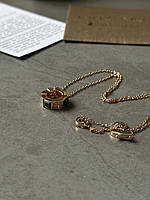 👑 Bvlgari Serpenti Viper Necklace 18K Rose Gold with Malachite/Diamonds one size