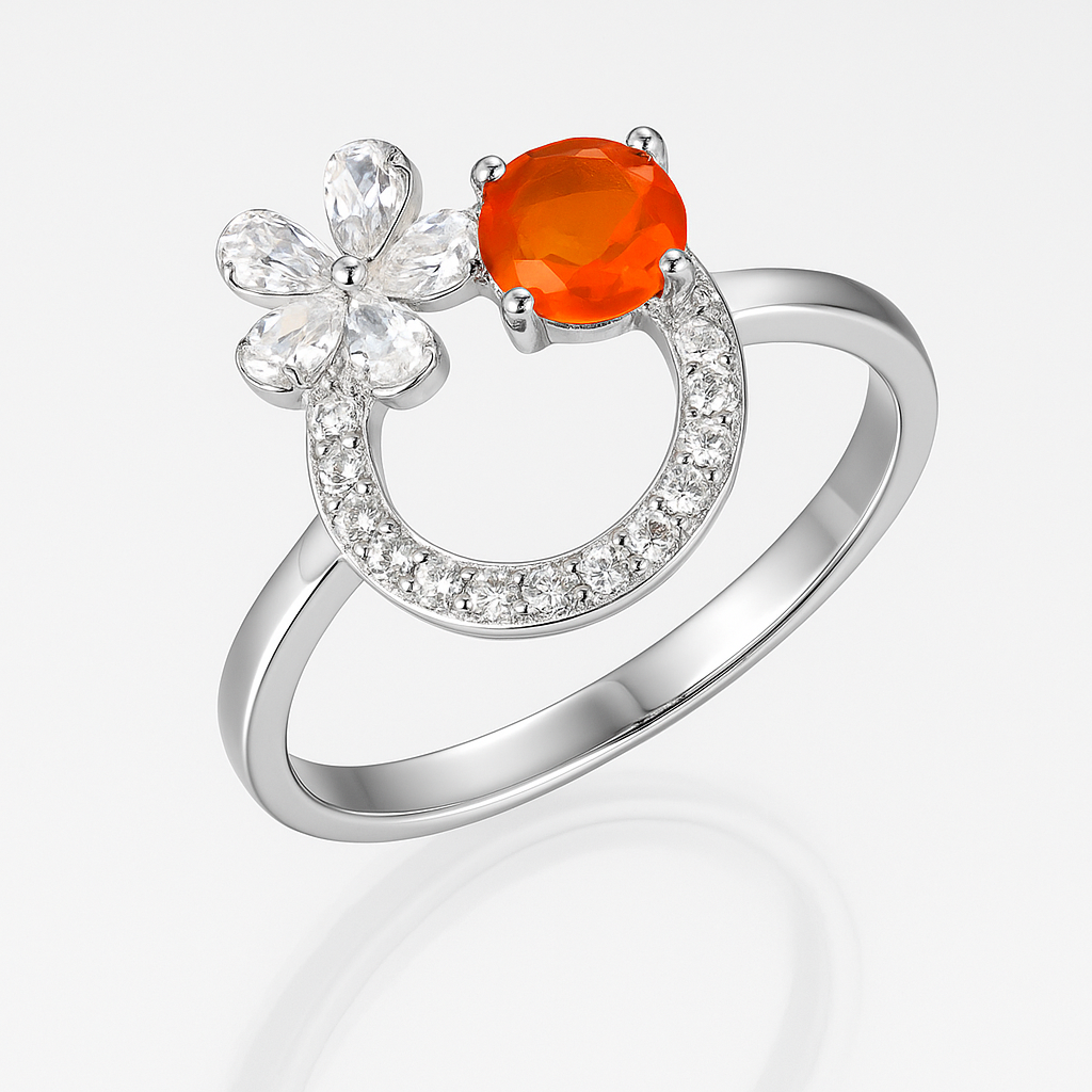 Опал вогняний срібна каблучка, 0593КО, фото 1