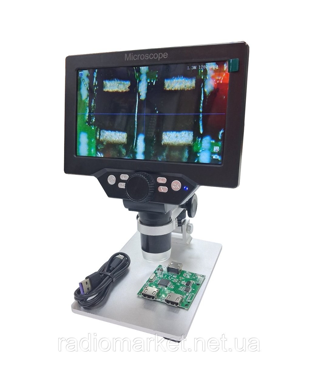 Цифровой микроскоп G1200 с 7"дюмовым монитором и камерой 12 Мп, фото 1