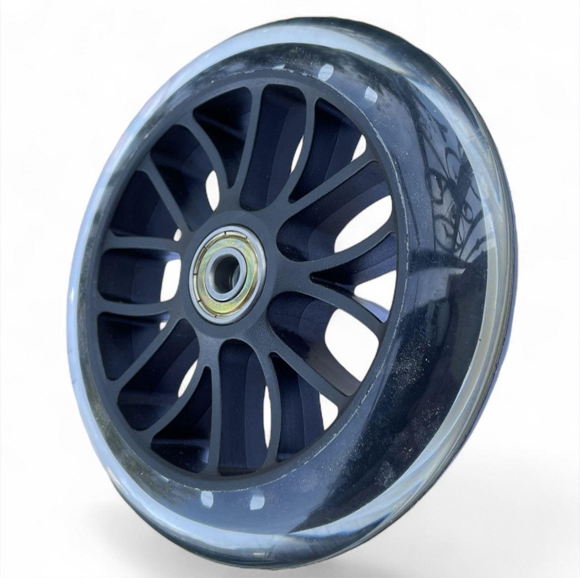 Колеса для самоката/роликів 125 мм 1шт(чорне прозоре) з підшипниками 608, фото 1