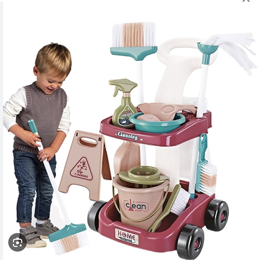 Ігровий набір для прибирання з пилососом 667-54 — 16 елементів, зі звуком та підсвічуванням, фото 1