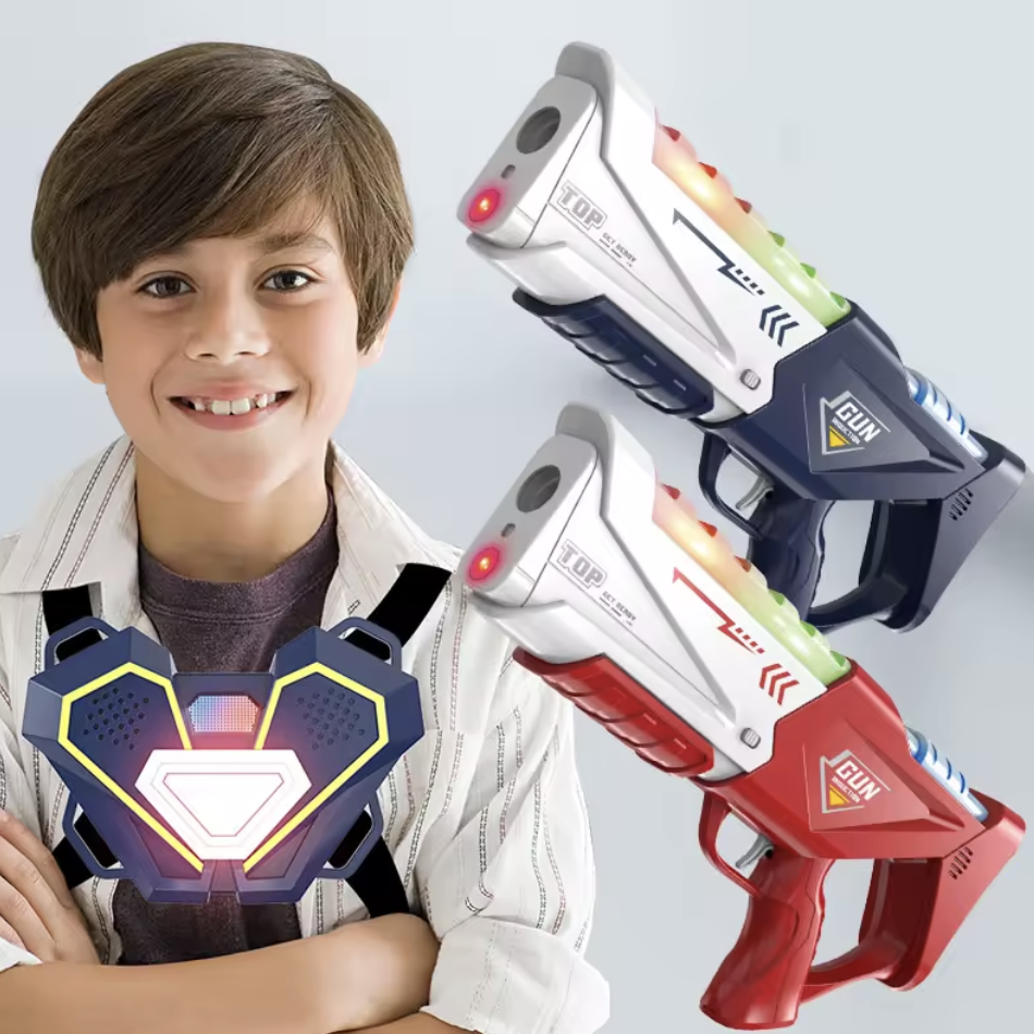 Лазерний набір з мішенями 1835: 2 бластери, світло, звук, вібрація та ремені для гри, фото 1