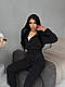 Жіночий осінній базовий прогулянковий костюм двійка кофта худі на блискавці штани джоггери на манжеті двонитка, фото 2