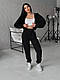 Жіночий осінній базовий прогулянковий костюм двійка кофта худі на блискавці штани джоггери на манжеті двонитка, фото 3