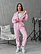 Жіночий осінній базовий прогулянковий костюм двійка кофта худі на блискавці штани джоггери на манжеті двонитка, фото 10