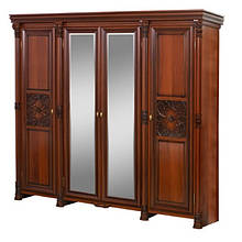 Шафа 4-х дверна розпашна в спальню з ЛДСП/МДФ Аманда Скай Горіх Караваджо/Горіх Італійський