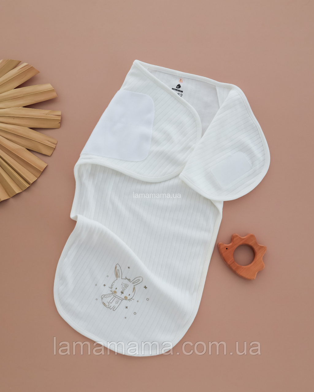 Євро-пелюшка - кокон для сну на липучках 0-3 міс. (56-62 см) для новонароджених Топотун інтерлок-рапорт молочний, фото 1