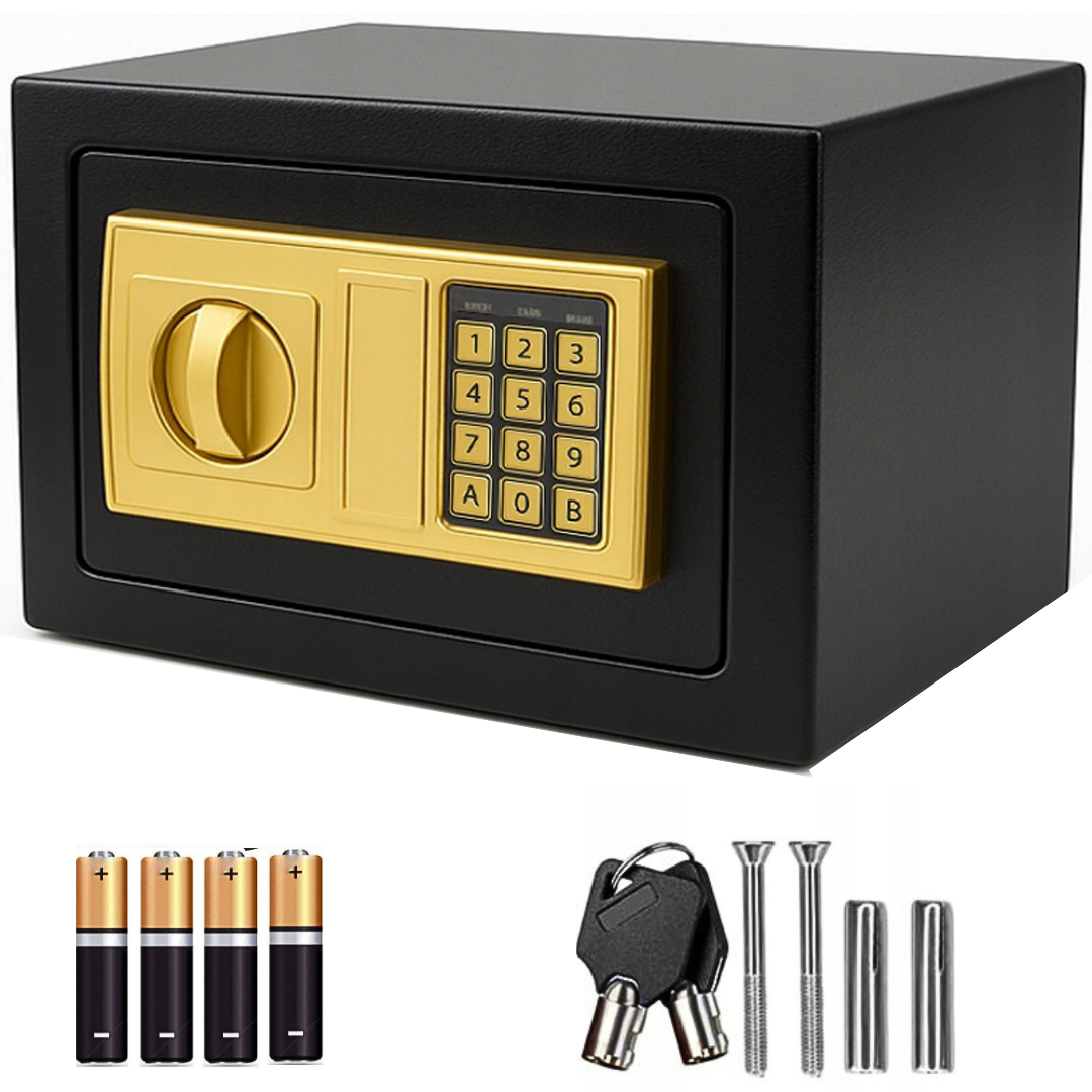 Сейф електронний для дому з кодовим замком і ключем Сталевий меблевий сейф для грошей документів цінностей, фото 1