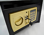 Сейф електронний для дому з кодовим замком і ключем Сталевий меблевий сейф для грошей документів цінностей, фото 3